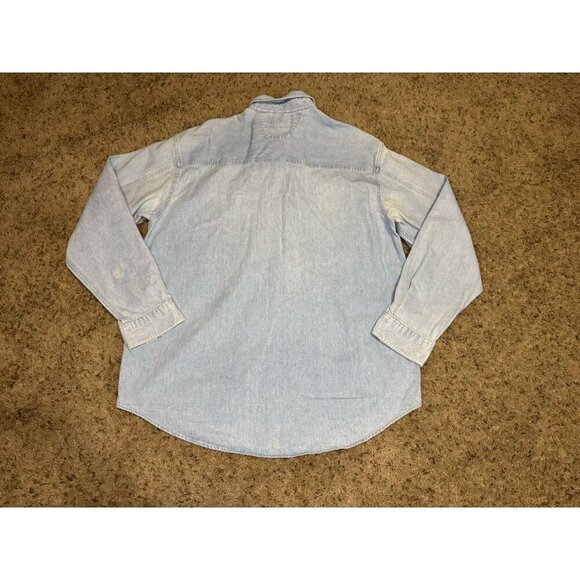 HARLEY DAVIDSON Vtg Button Down Shirt Denim Chambray Faded Motorcycle Biker XL - Picture 2 of 14